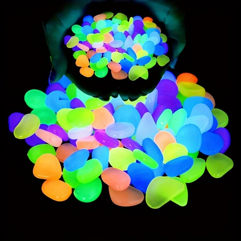 Aquarium Marine Stone - 50-200 stuks Glow-in-the-dark kiezelstenen, lichtgevende mini-stenen,