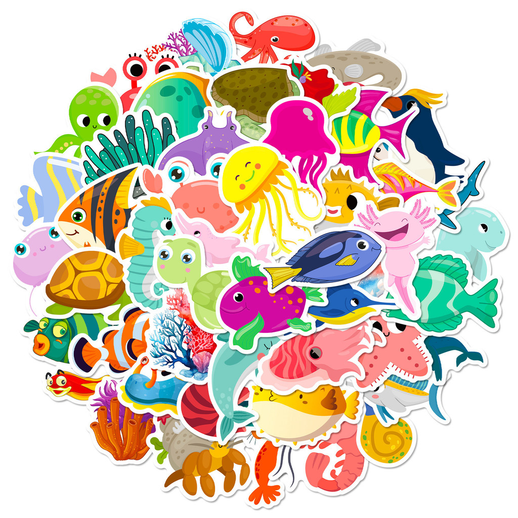 50 stuks zeelevenstickers - sc - Marine Life Aquariums recensie en prijs
